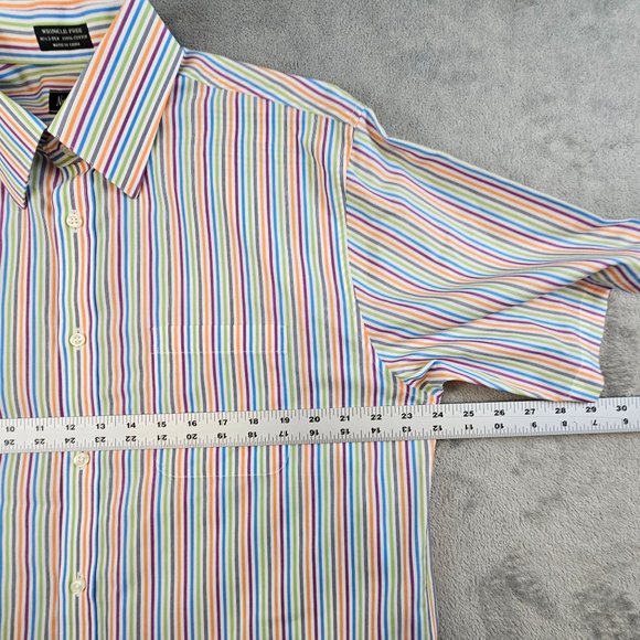 Neiman Marcus Shirt Men's Large Multicolor Striped Button Front 80's 2-Ply - Picture 4 of 9